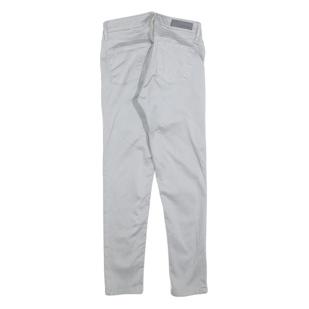 CALVIN KLEIN JEANS Womens Cotton Blend Grey Slim Zip Trousers W25 L26 Casual