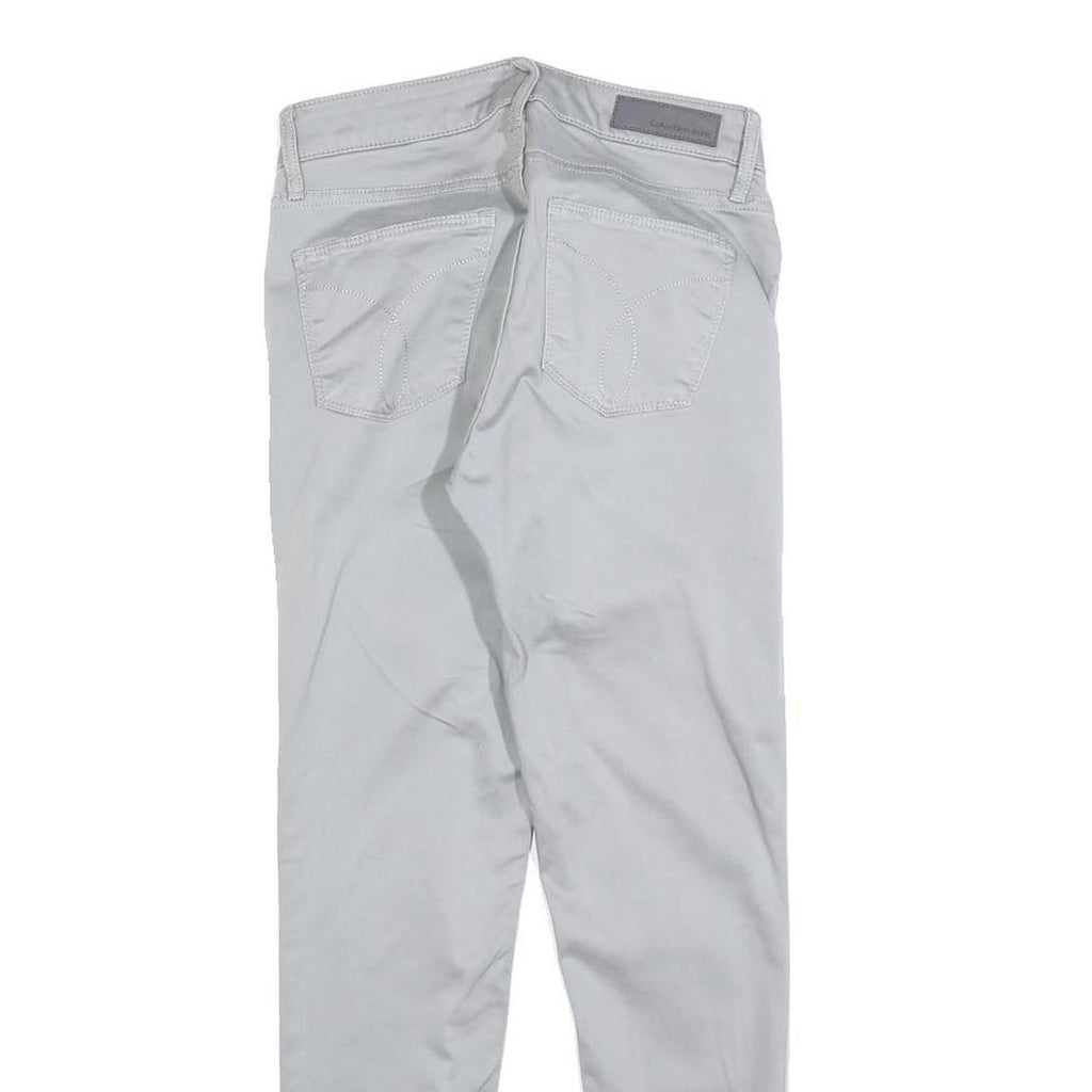 CALVIN KLEIN JEANS Womens Cotton Blend Grey Slim Zip Trousers W25 L26 Casual