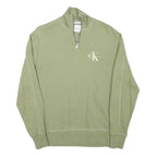CALVIN KLEIN JEANS Mens Green Half Zip XS Cotton Blend Sweatshirt