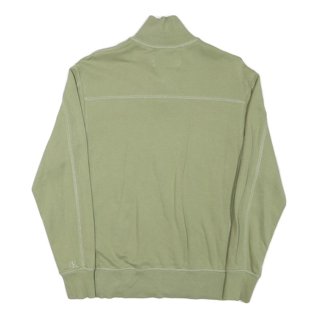 CALVIN KLEIN JEANS Mens Green Half Zip XS Cotton Blend Sweatshirt