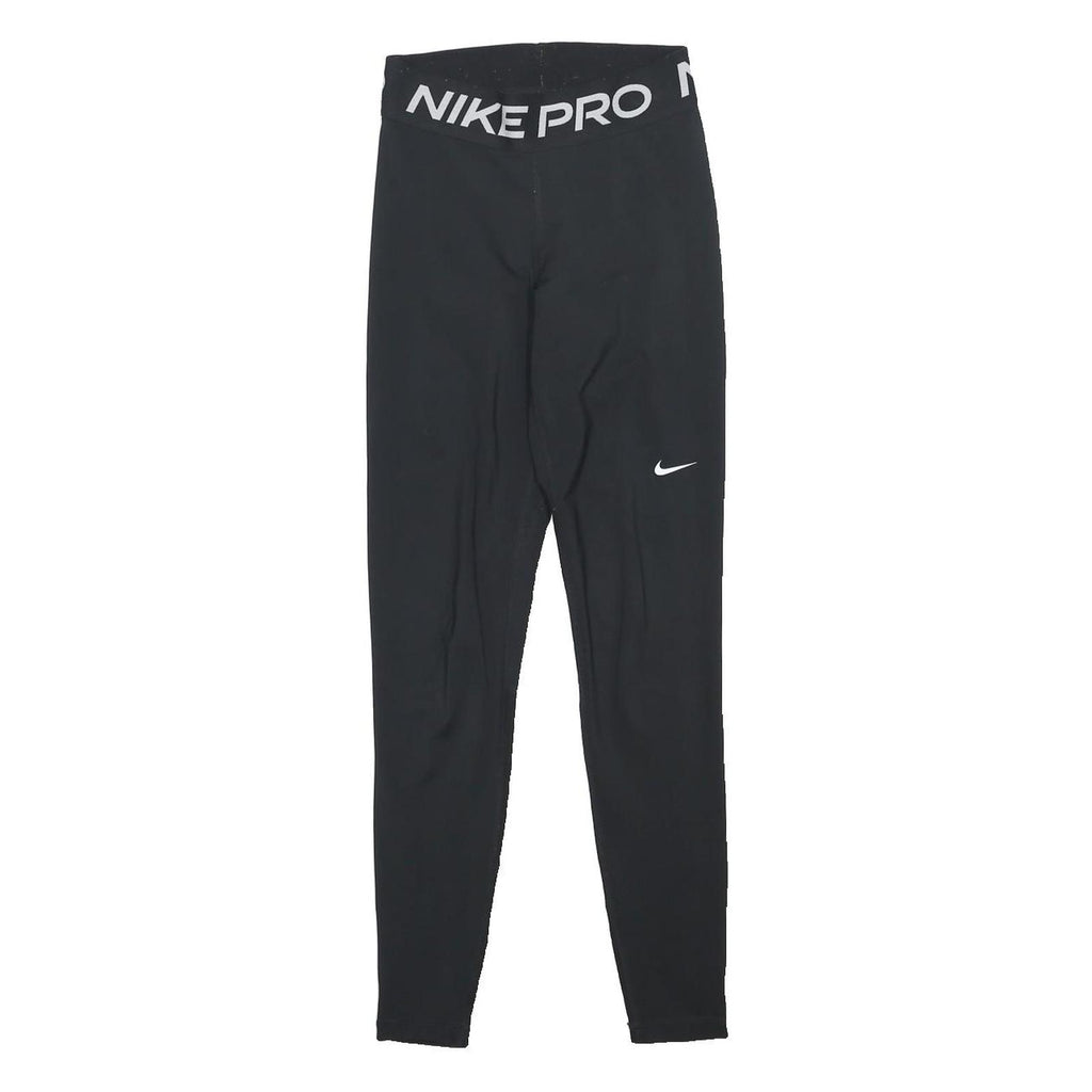 NIKE Womens Leggings Black XS W22 L26 Slim Tapered Fit Nike Pro Drawstring