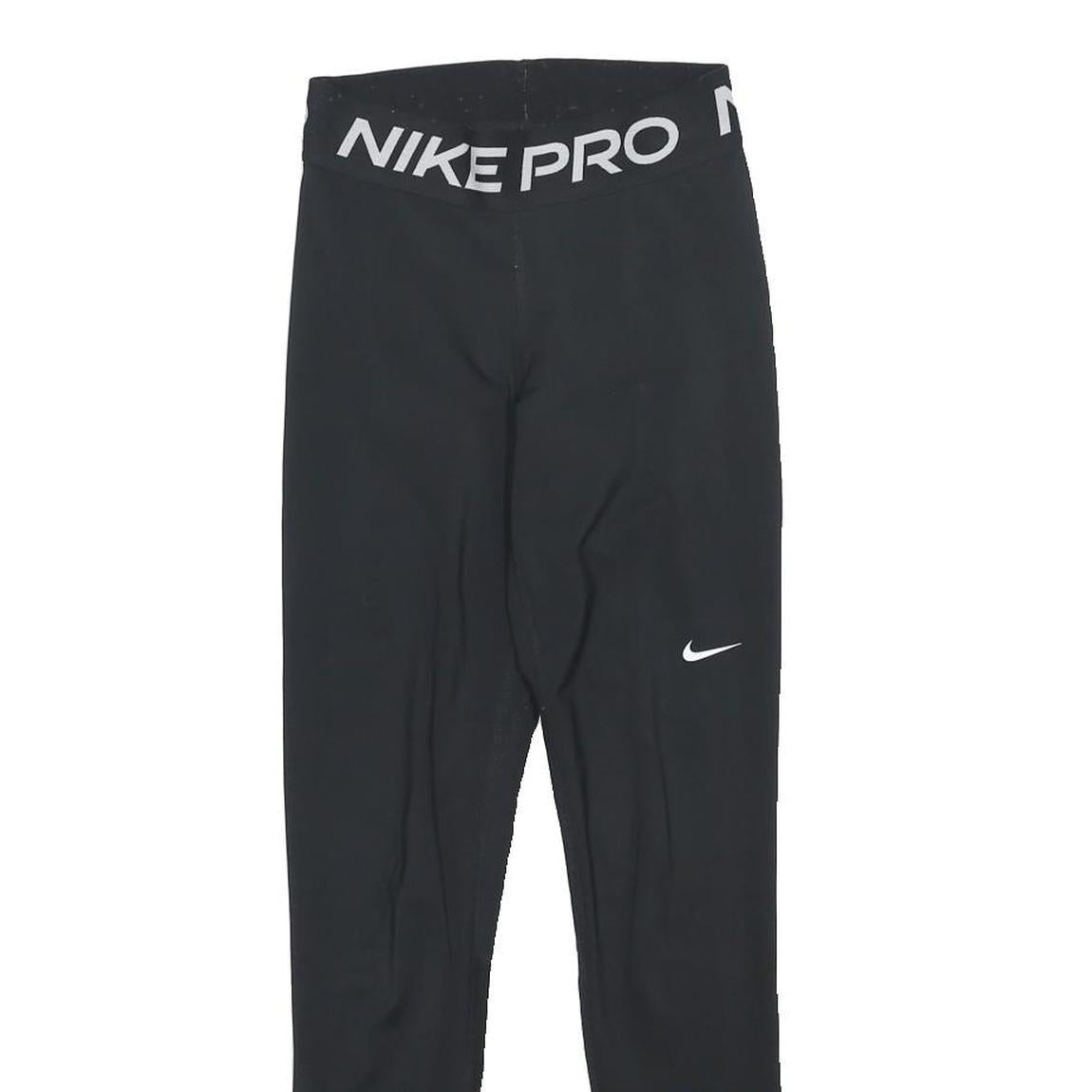 NIKE Womens Leggings Black XS W22 L26 Slim Tapered Fit Nike Pro Drawstring