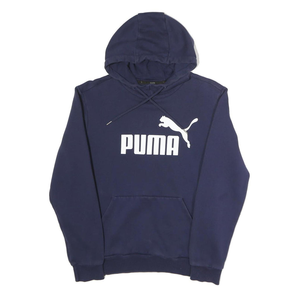 PUMA Mens Blue Hoodie S Cotton Blend Pullover Drawstring Hood Casual Sports