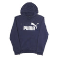 PUMA Mens Blue Hoodie S Cotton Blend Pullover Drawstring Hood Casual Sports