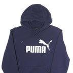 PUMA Mens Blue Hoodie S Cotton Blend Pullover Drawstring Hood Casual Sports