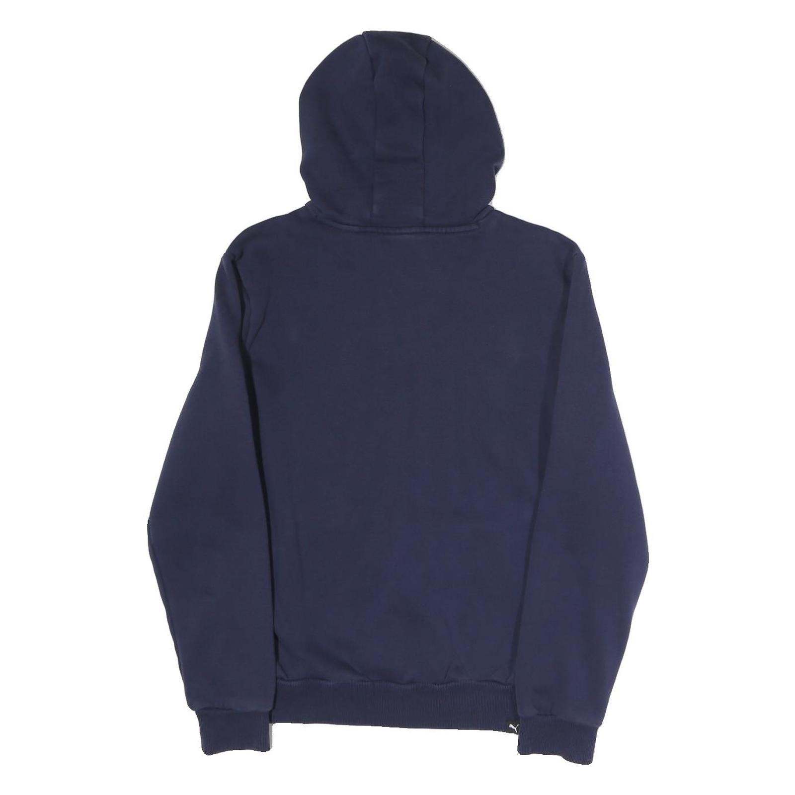 PUMA Mens Blue Hoodie S Cotton Blend Pullover Drawstring Hood Casual Sports