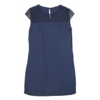 ZARA Womens Blue Polyester Blend Day Jersey Dress Short Sleeve S Stylish Casual