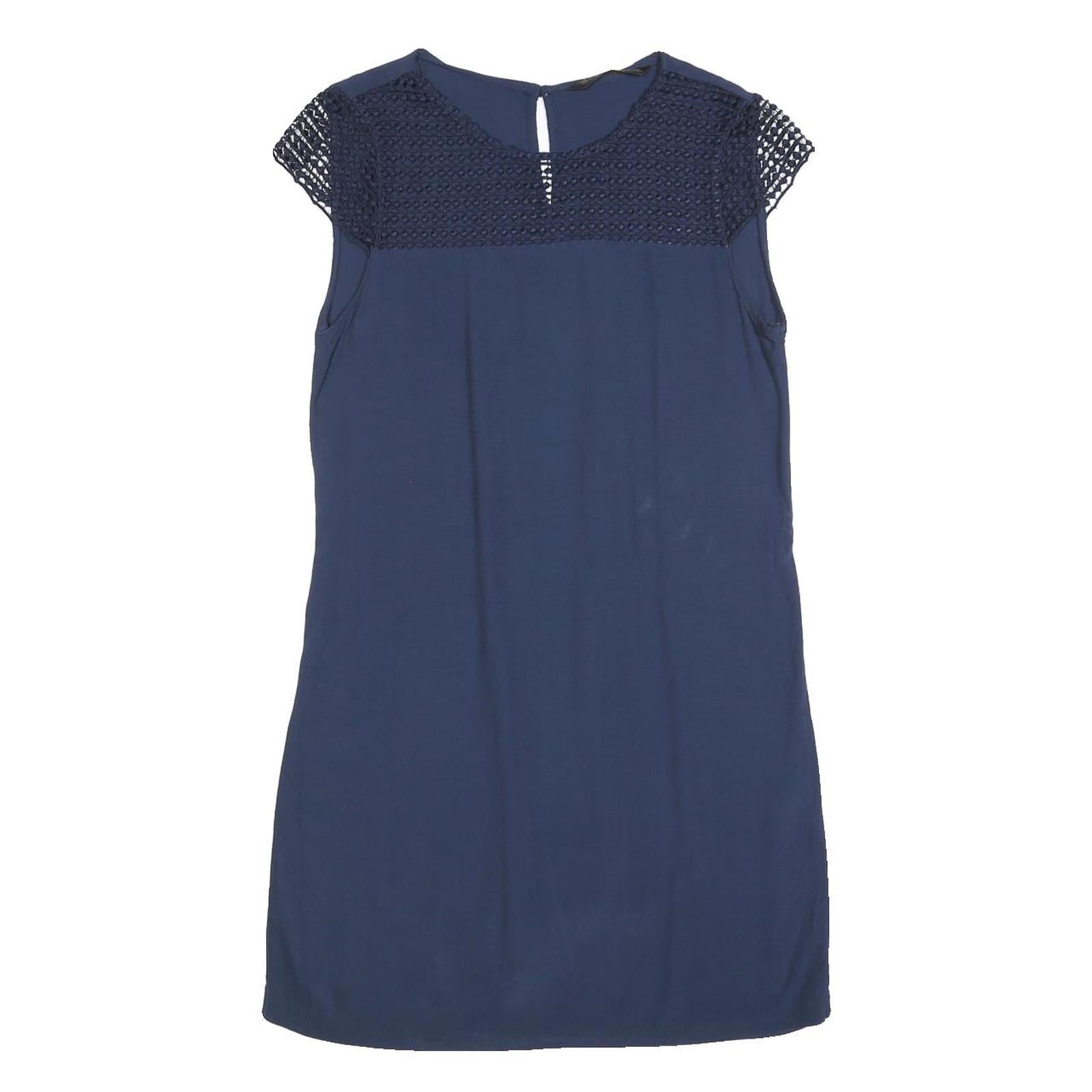 ZARA Womens Blue Polyester Blend Day Jersey Dress Short Sleeve S Stylish Casual