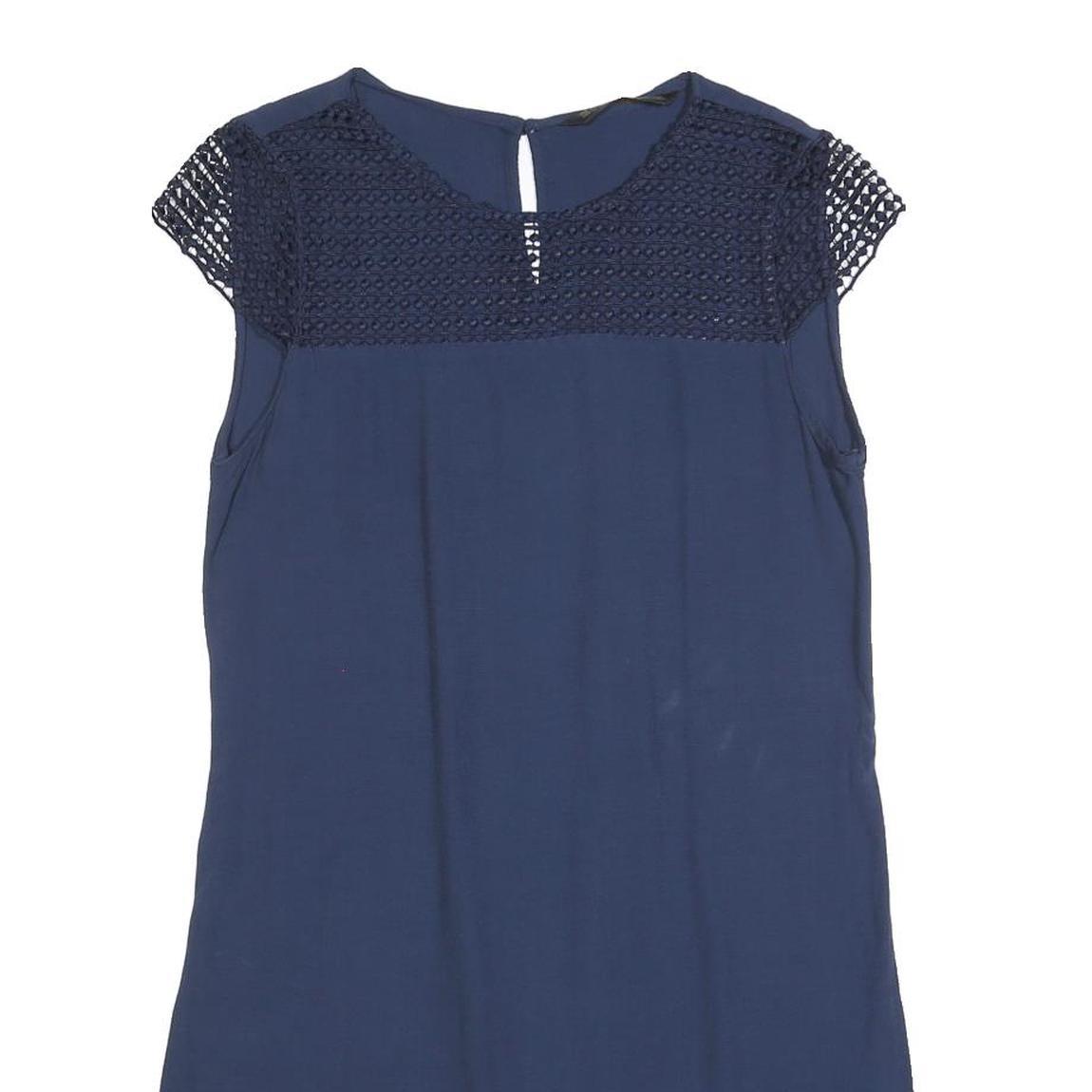 ZARA Womens Blue Polyester Blend Day Jersey Dress Short Sleeve S Stylish Casual