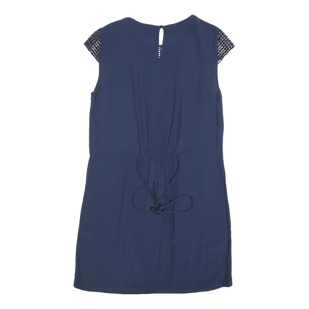 ZARA Womens Blue Polyester Blend Day Jersey Dress Short Sleeve S Stylish Casual