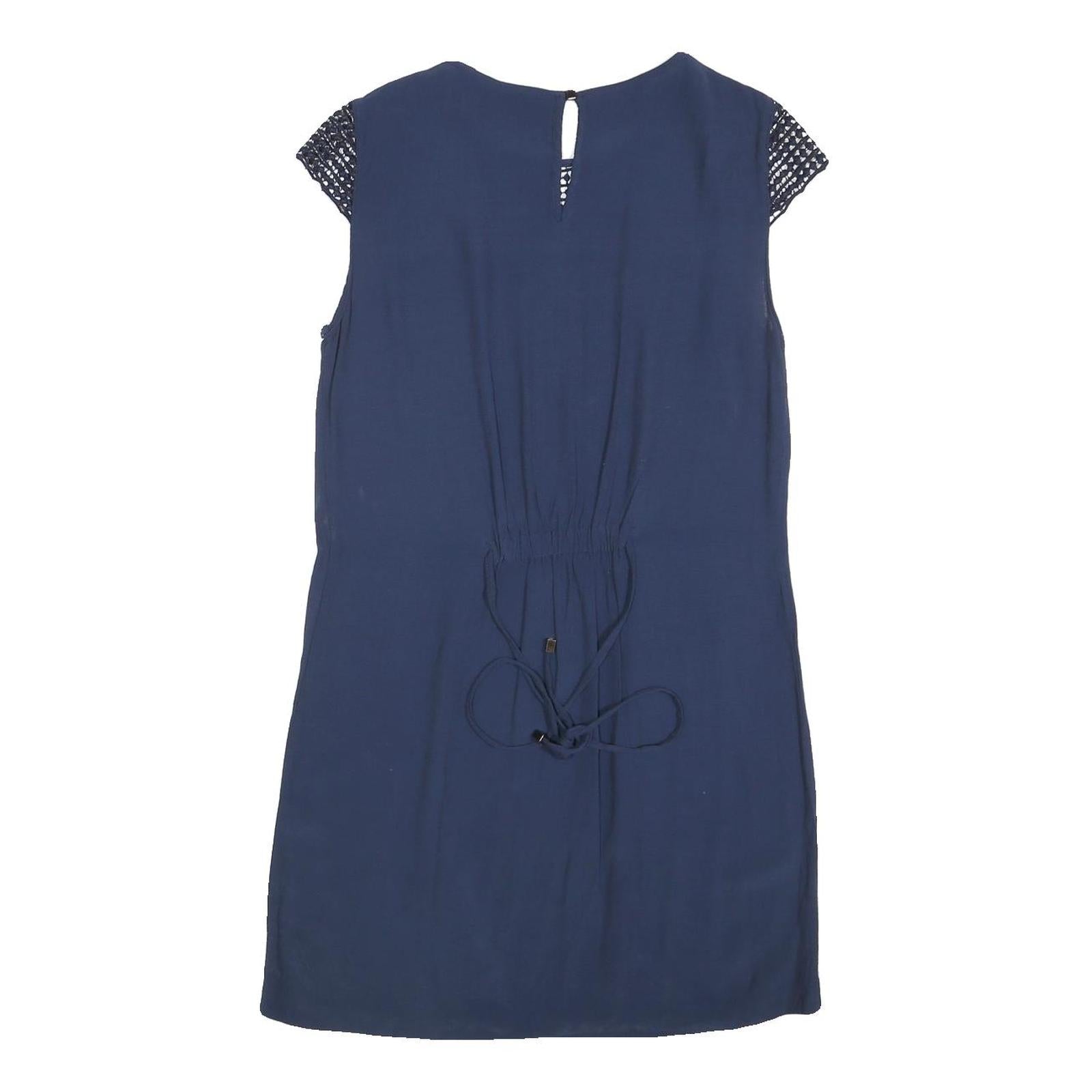 ZARA Womens Blue Polyester Blend Day Jersey Dress Short Sleeve S Stylish Casual