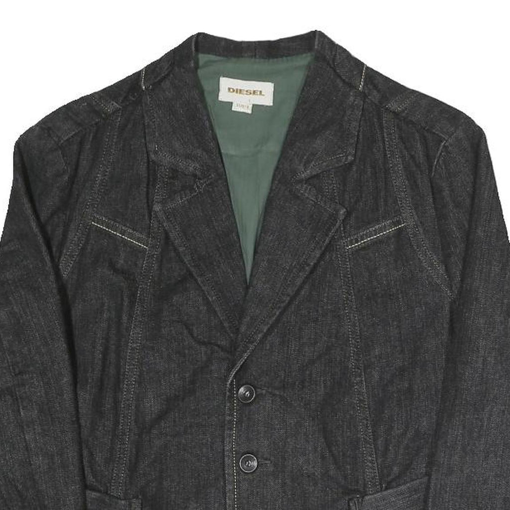 DIESEL Womens Black Cotton Blend Button Jacket L Denim Style