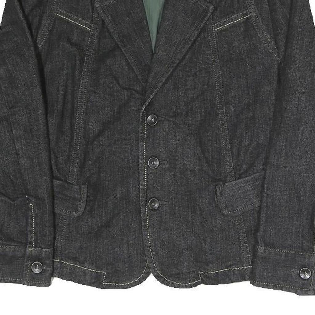 DIESEL Womens Black Cotton Blend Button Jacket L Denim Style