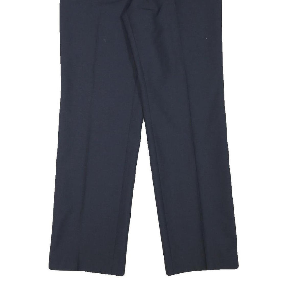 TRUNS Mens Wool Blend Navy Regular Fit Straight Leg Trousers W30 L32 Smart