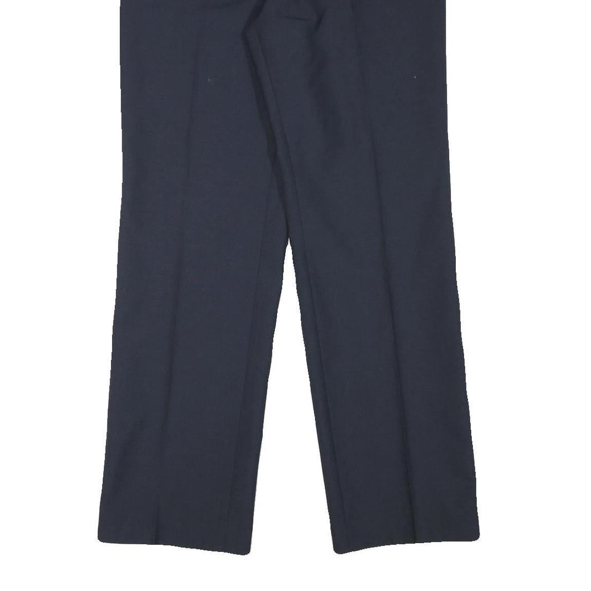 TRUNS Mens Wool Blend Navy Regular Fit Straight Leg Trousers W30 L32 Smart