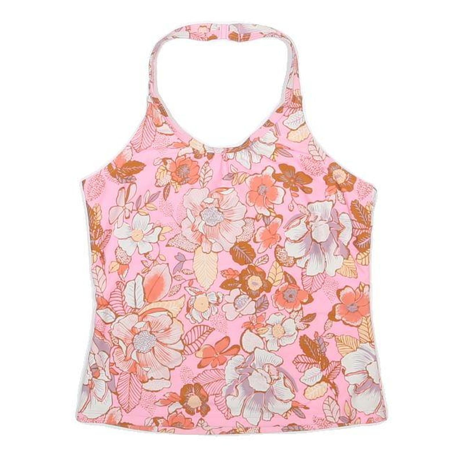 OSH KOSH Girls Pink Floral Print Halter Neck Sleeveless Top 14Y Summer
