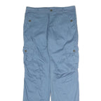SUMMER BASIC Womens Regular Cargo Blue Cotton Blend Trousers W34 L32 Zip Pockets