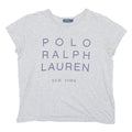 POLO RALPH LAUREN Womens Grey Blue Logo Graphic T-Shirt M Short Sleeve Crew Neck