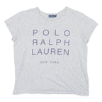 POLO RALPH LAUREN Womens Grey Blue Logo Graphic T-Shirt M Short Sleeve Crew Neck