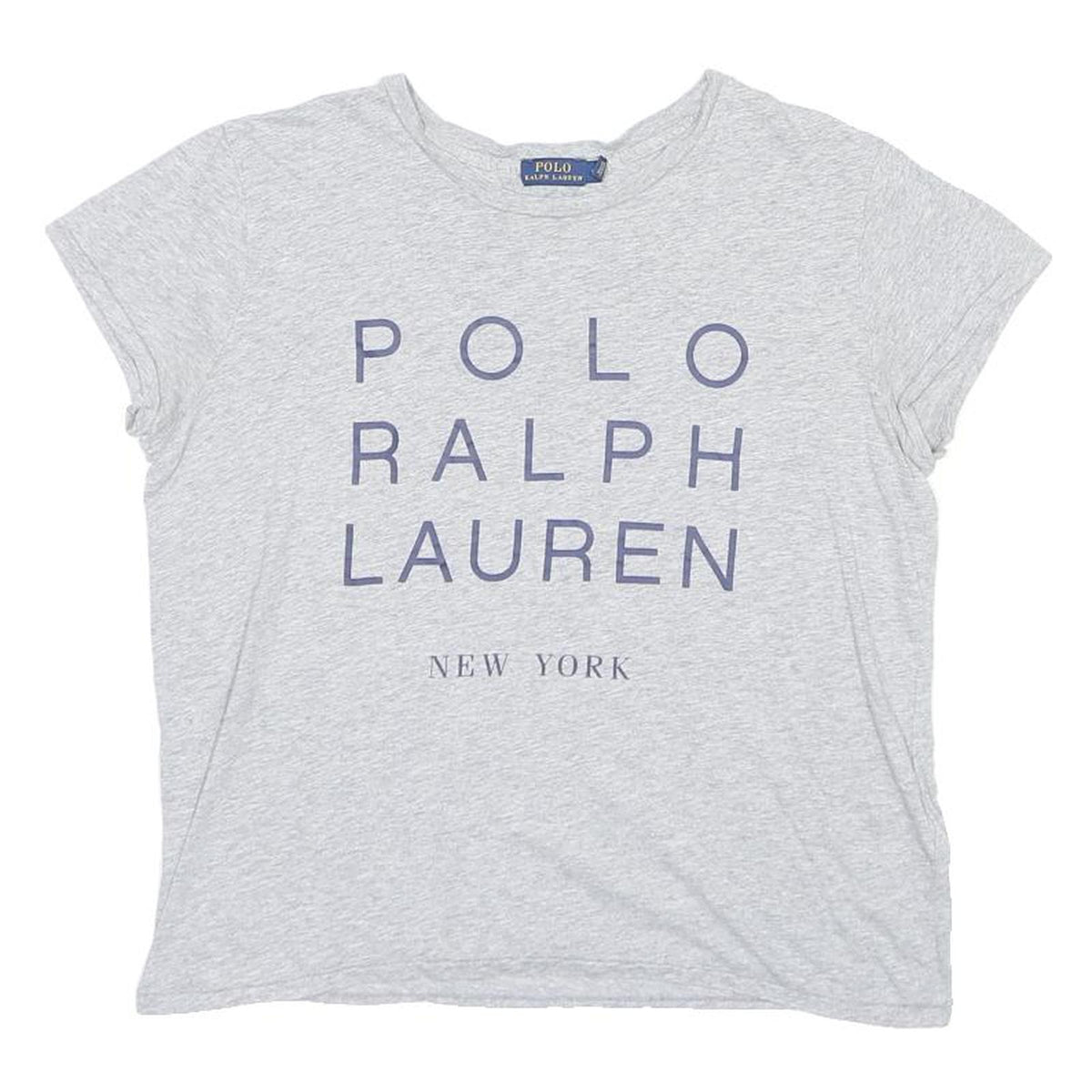 POLO RALPH LAUREN Womens Grey Blue Logo Graphic T-Shirt M Short Sleeve Crew Neck