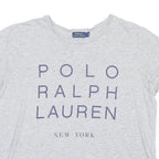 POLO RALPH LAUREN Womens Grey Blue Logo Graphic T-Shirt M Short Sleeve Crew Neck
