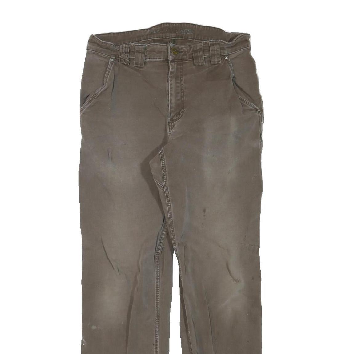 CARHARTT Mens Regular Fit Straight Cotton Blend Brown Workwear Trousers W32 L30