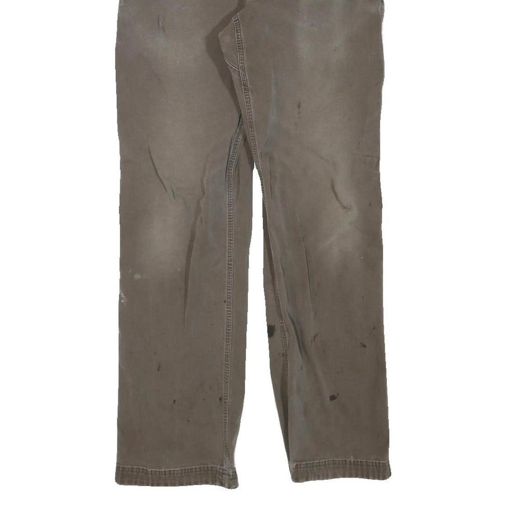 CARHARTT Mens Regular Fit Straight Cotton Blend Brown Workwear Trousers W32 L30