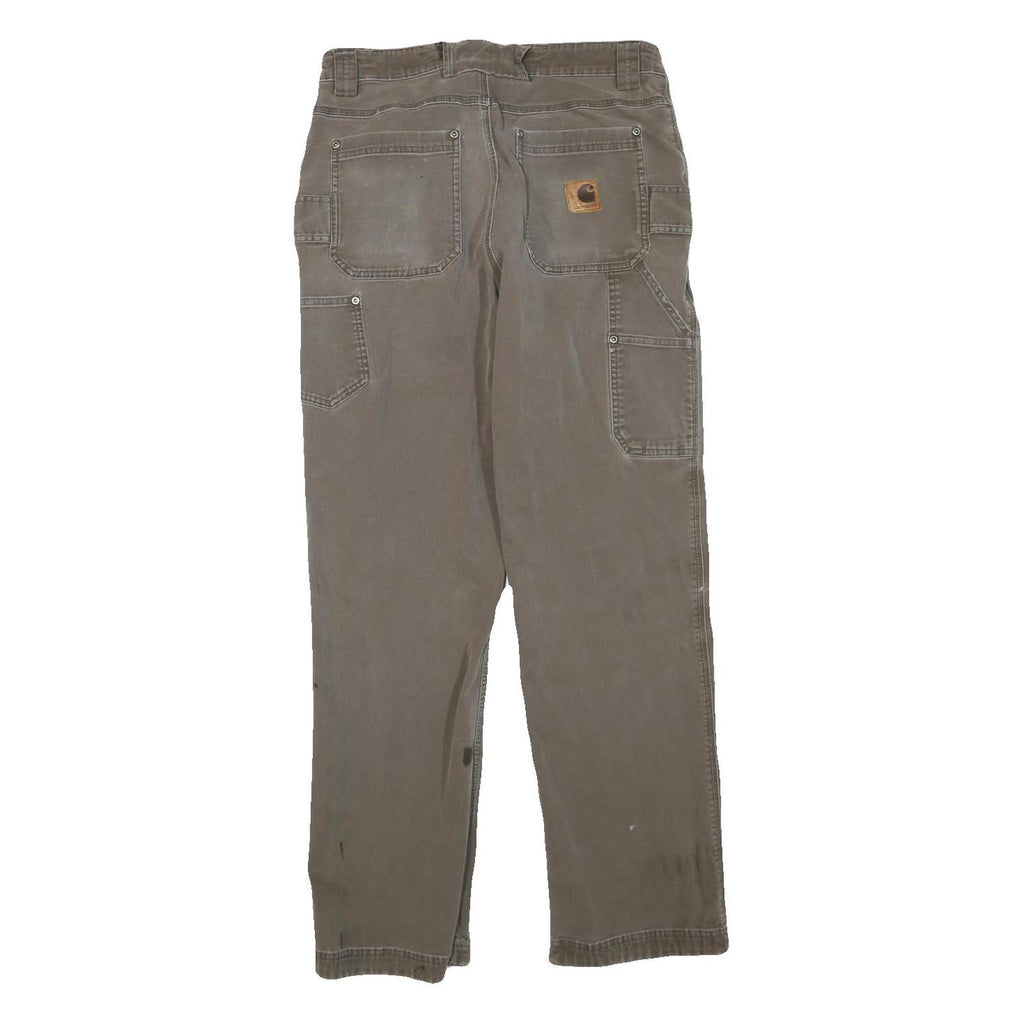 CARHARTT Mens Regular Fit Straight Cotton Blend Brown Workwear Trousers W32 L30