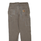 CARHARTT Mens Regular Fit Straight Cotton Blend Brown Workwear Trousers W32 L30