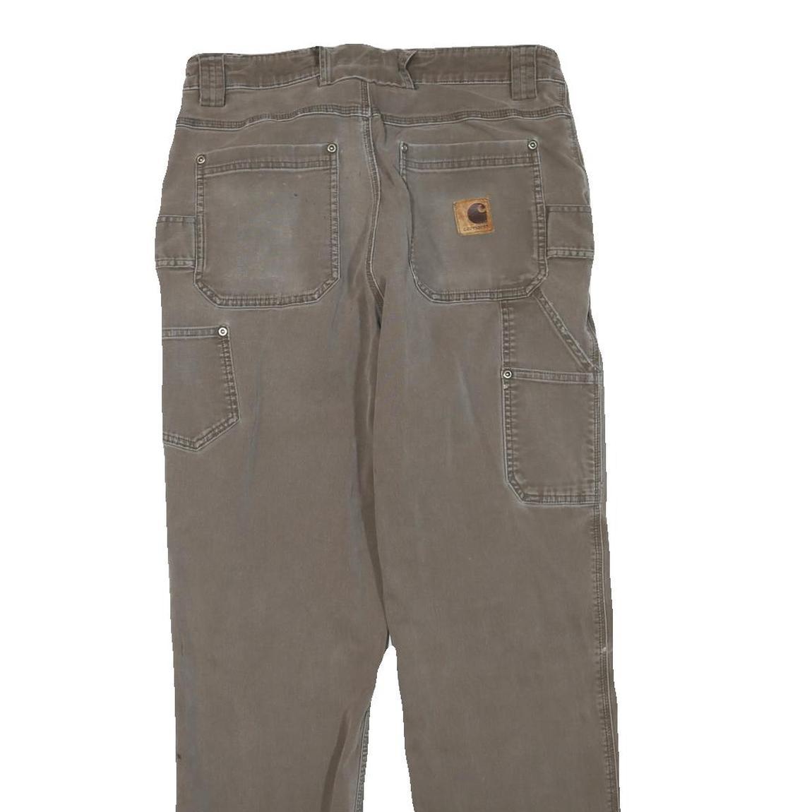 CARHARTT Mens Regular Fit Straight Cotton Blend Brown Workwear Trousers W32 L30