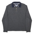 TOMMY HILFIGER Mens Grey Pullover Plain V-Neck Basic Knit M Cotton Blend Jumper