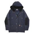CARHARTT Mens Navy Blue Jacket S Polyester Blend Plain Hooded Workwear Zip