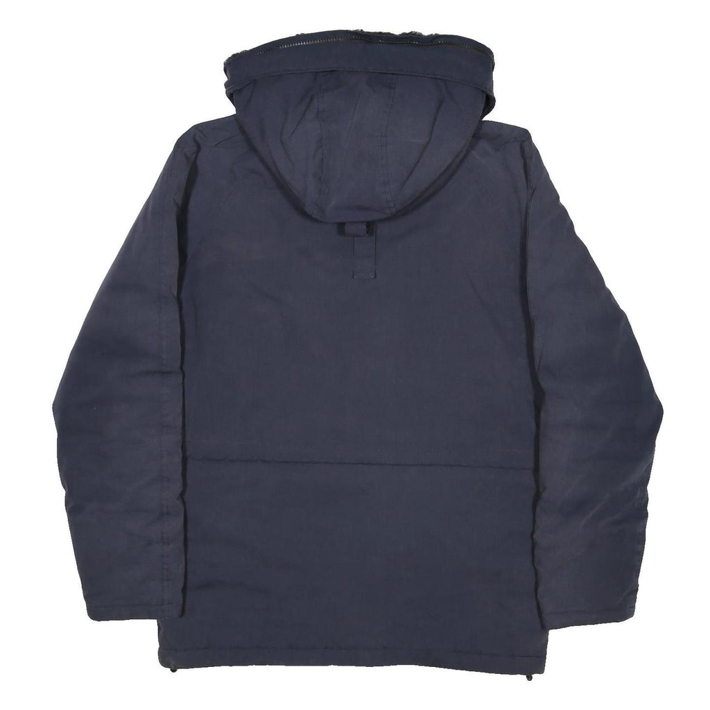 CARHARTT Mens Navy Blue Jacket S Polyester Blend Plain Hooded Workwear Zip