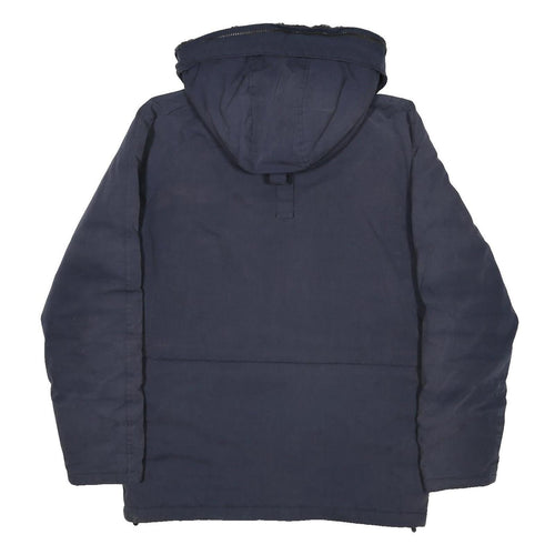 CARHARTT Mens Navy Blue Jacket S Polyester Blend Plain Hooded Workwear Zip