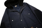 CARHARTT Mens Navy Blue Jacket S Polyester Blend Plain Hooded Workwear Zip
