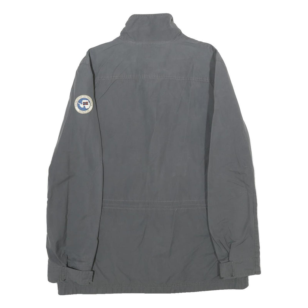 NAPAPIJRI Mens Grey L Jacket Zip Cotton Plain Utility Casual Outdoor