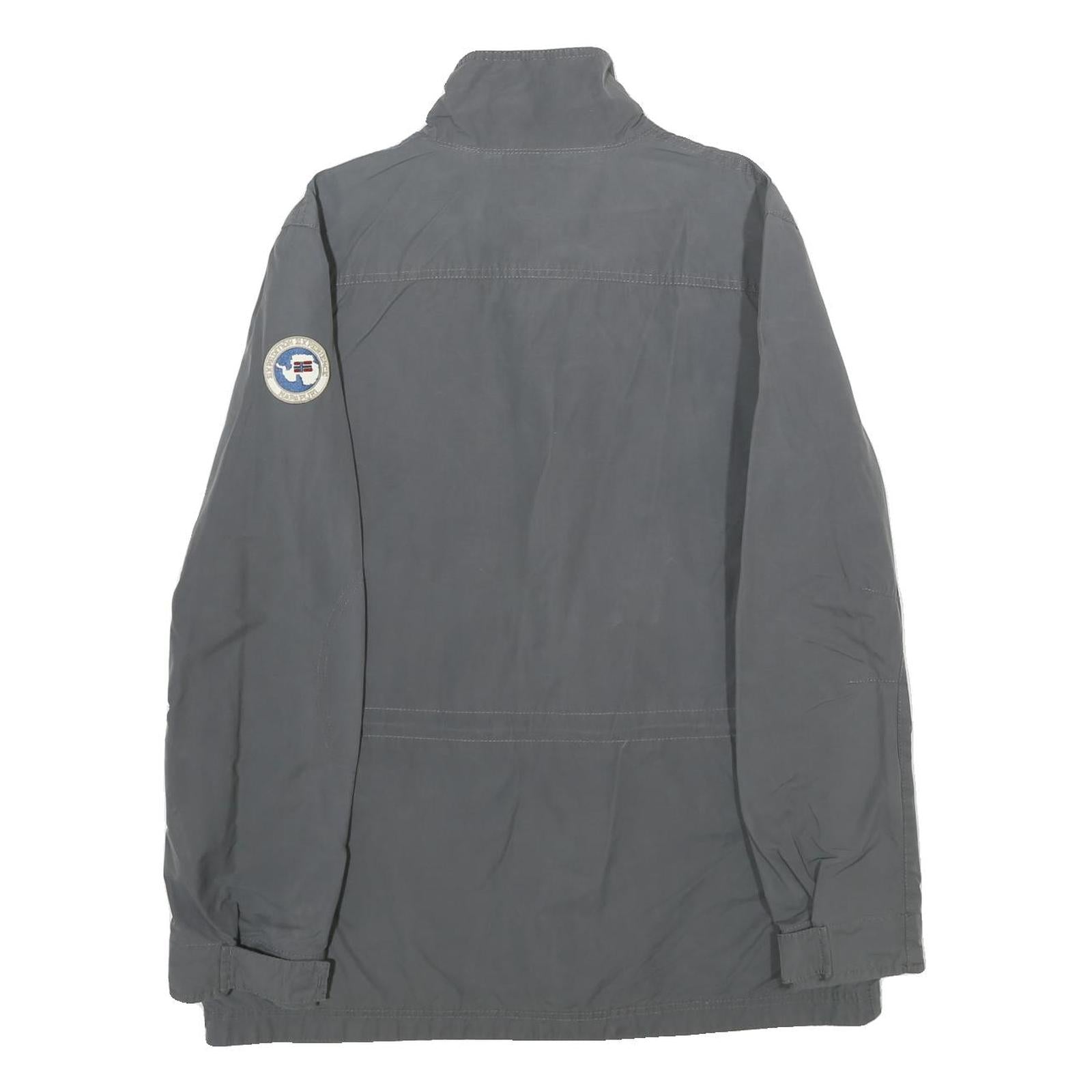 NAPAPIJRI Mens Grey L Jacket Zip Cotton Plain Utility Casual Outdoor