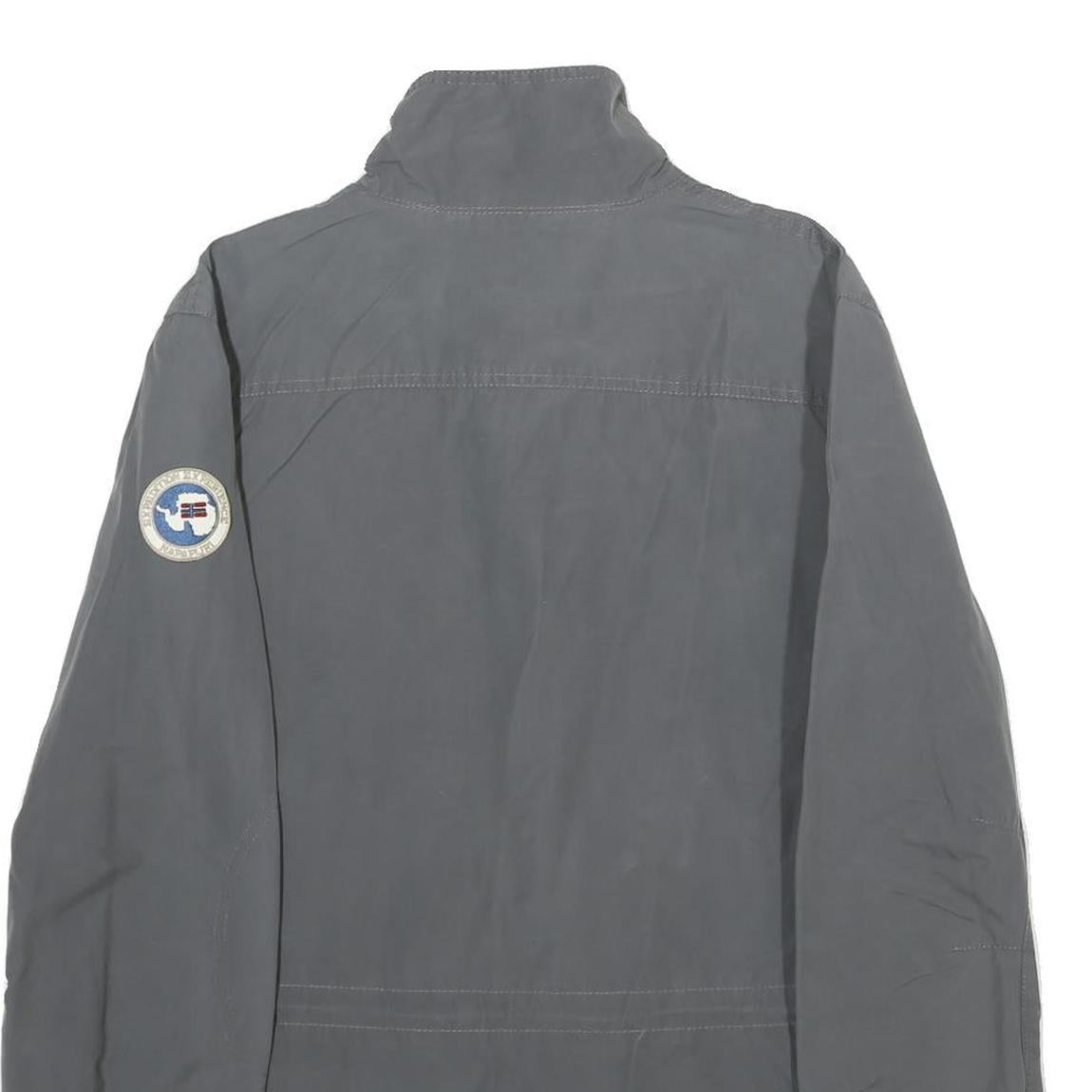 NAPAPIJRI Mens Grey L Jacket Zip Cotton Plain Utility Casual Outdoor