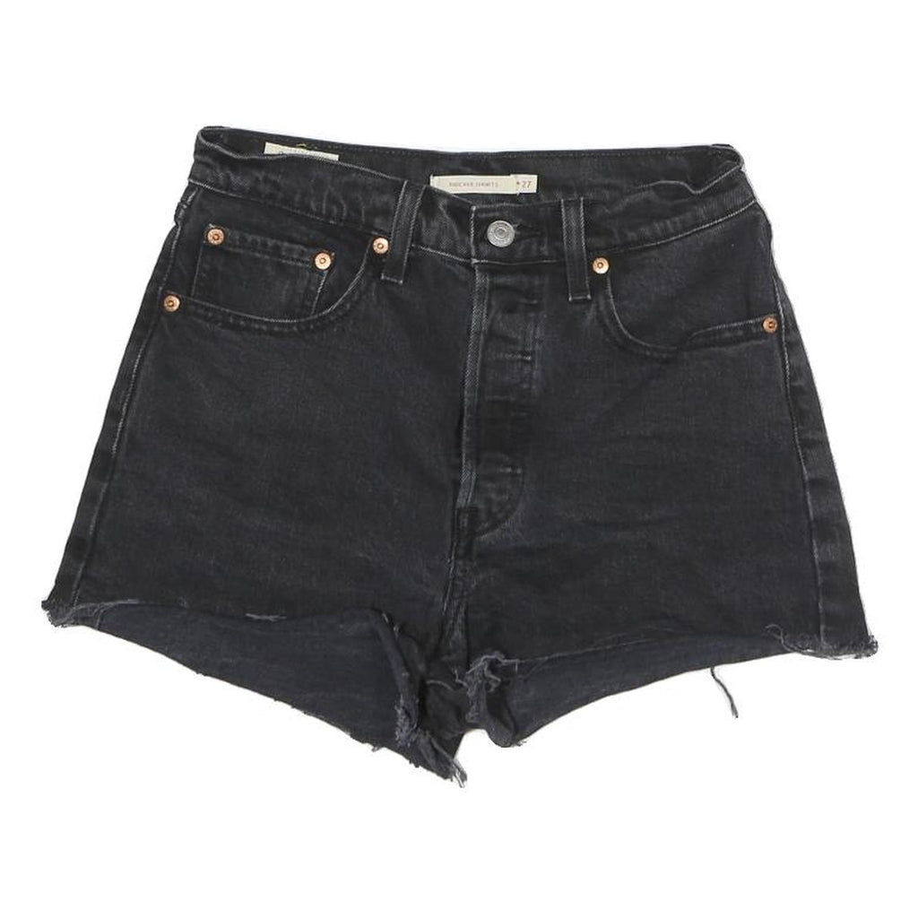 LEVI'S Womens Shorts Black Casual Cut-Off Denim M W28 Frayed Hem