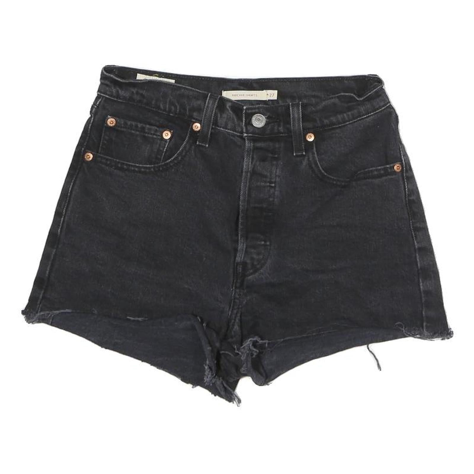 LEVI'S Womens Shorts Black Casual Cut-Off Denim M W28 Frayed Hem