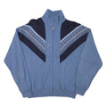 Mens Blue & Navy Pattern Cotton Blend Jacket L Zip Casual Retro Style