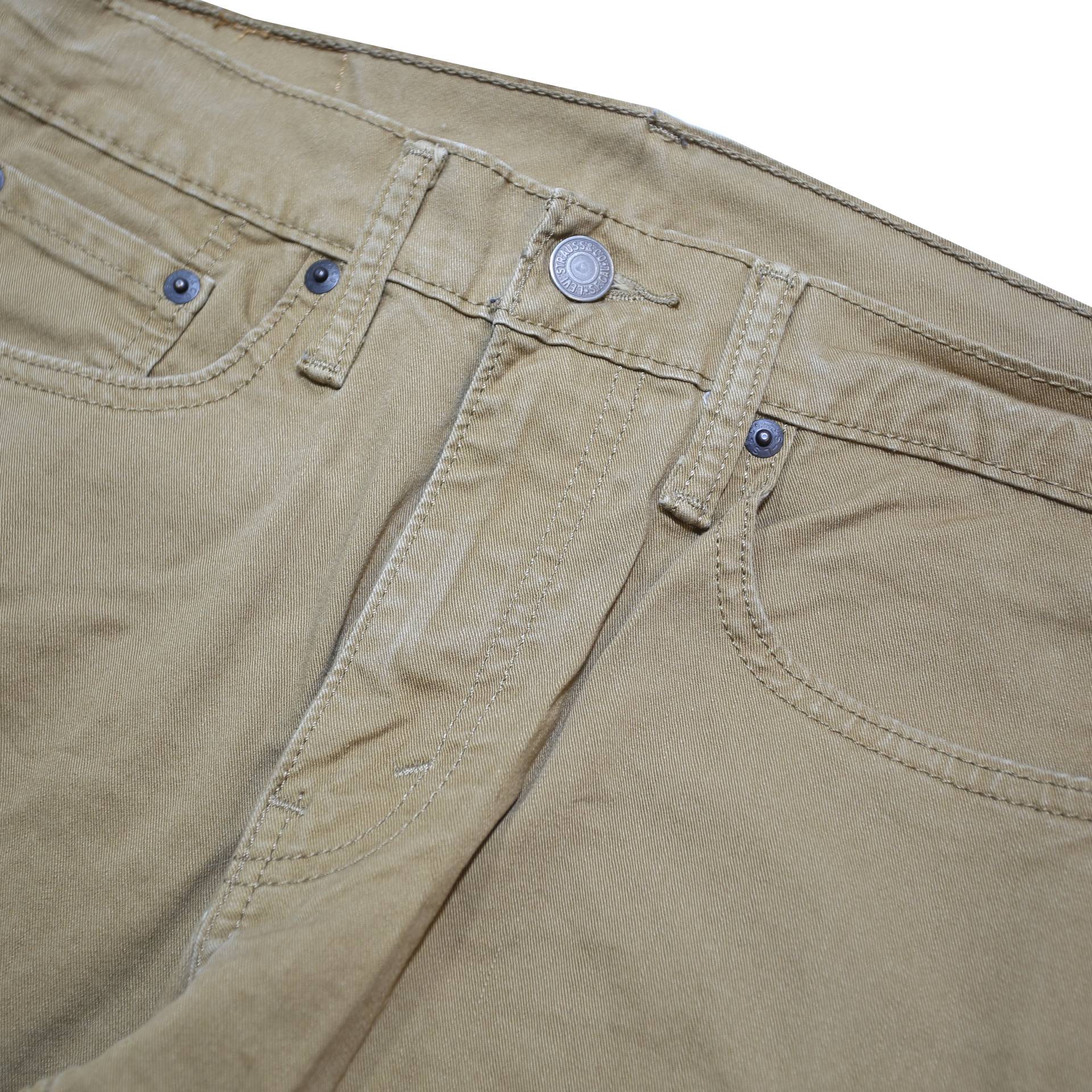 LEVI'S Mens Slim Beige Trousers W29 L27 Cotton Blend Zip Classic Casual Wear