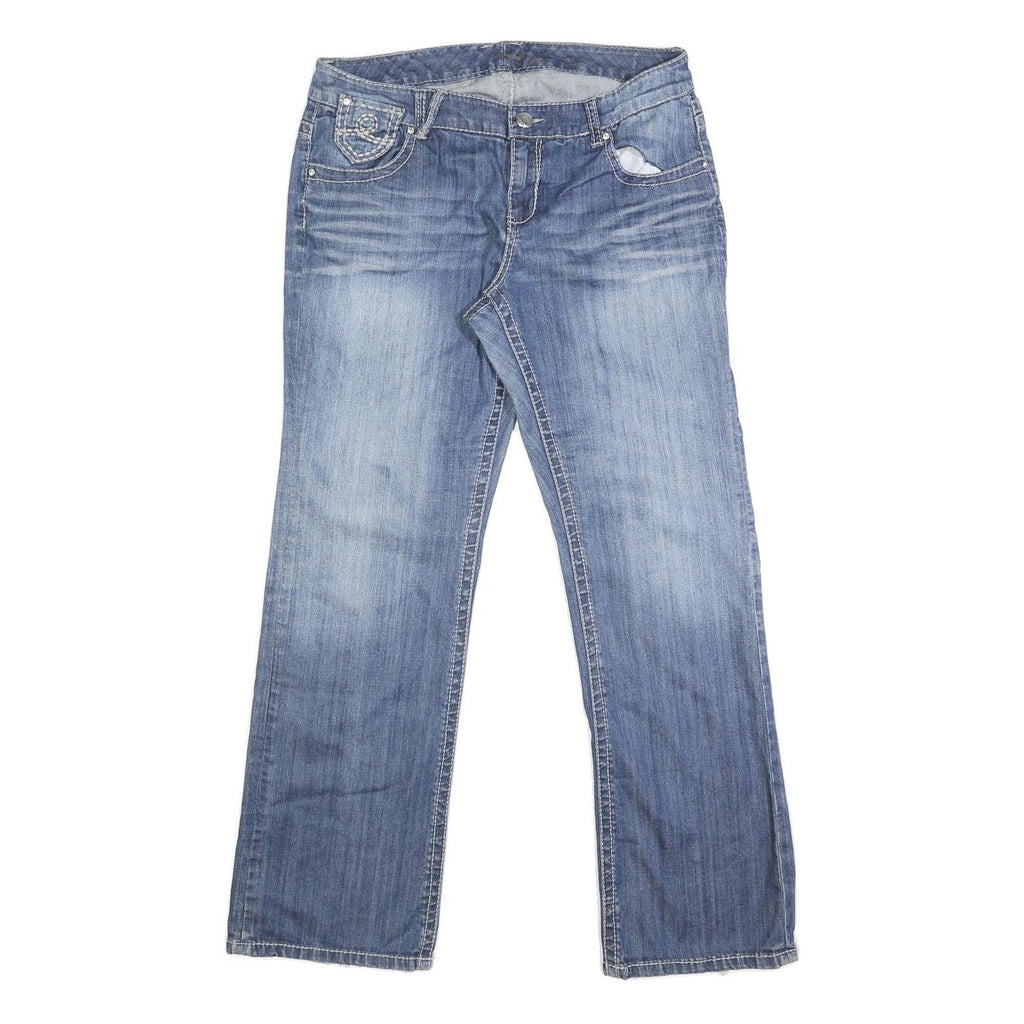 STEVEN7 Womens Regular Fit Straight Blue Denim Medium W36 L32 Jeans Zip Closure