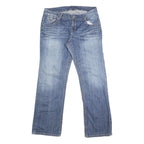 STEVEN7 Womens Regular Fit Straight Blue Denim Medium W36 L32 Jeans Zip Closure