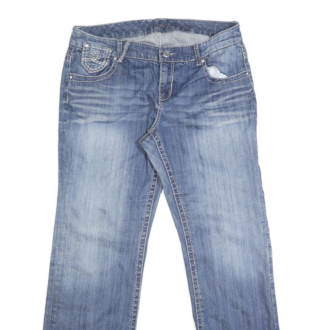 STEVEN7 Womens Regular Fit Straight Blue Denim Medium W36 L32 Jeans Zip Closure