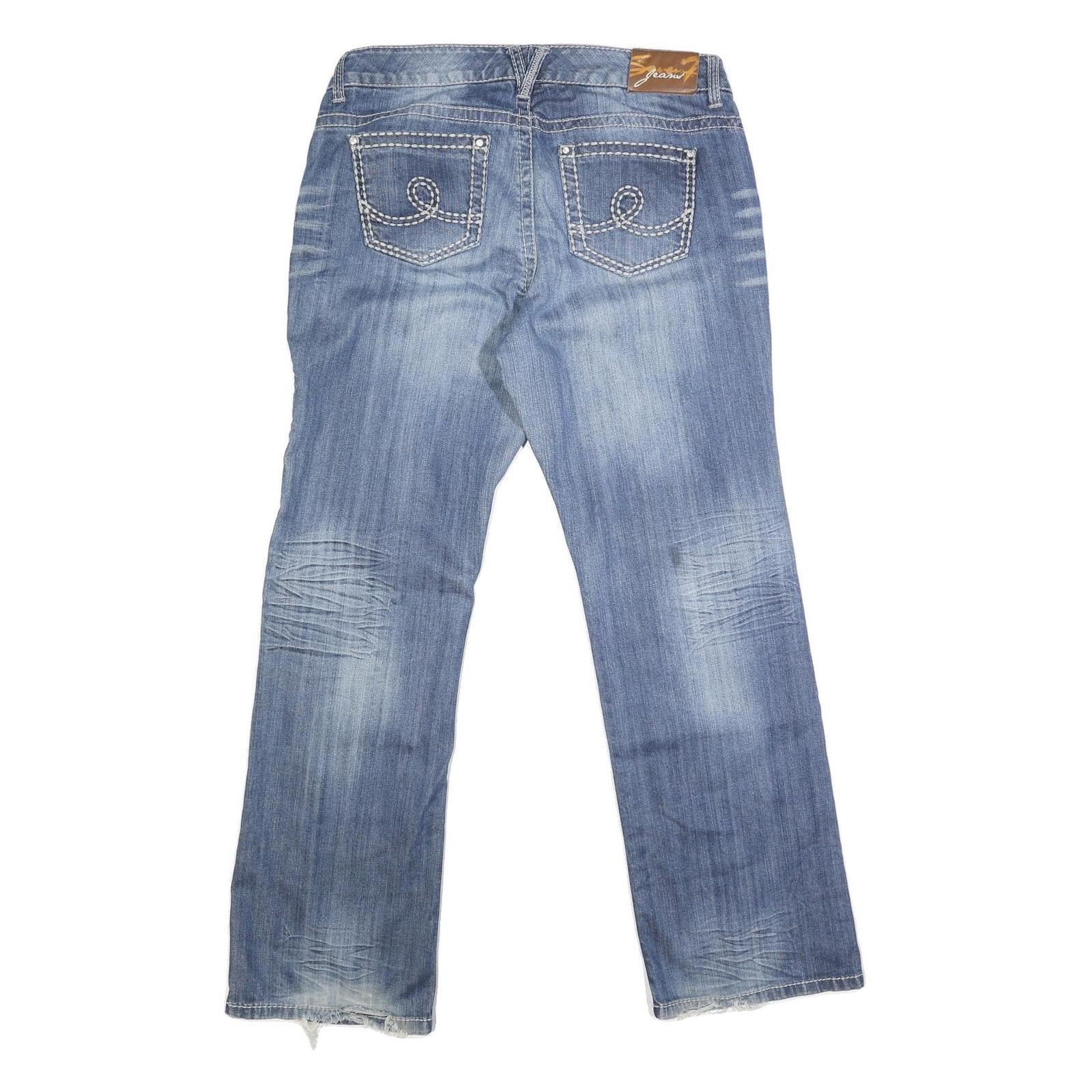 STEVEN7 Womens Regular Fit Straight Blue Denim Medium W36 L32 Jeans Zip Closure