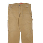 DICKIES Mens Cotton Blend Beige Regular Fit Straight Leg Trousers W32 L30