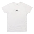 EMPORIO ARMANI Mens White Cotton Blend T-Shirt M Short Sleeve Crew Neck Logo