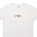 EMPORIO ARMANI Mens White Cotton Blend T-Shirt M Short Sleeve Crew Neck Logo