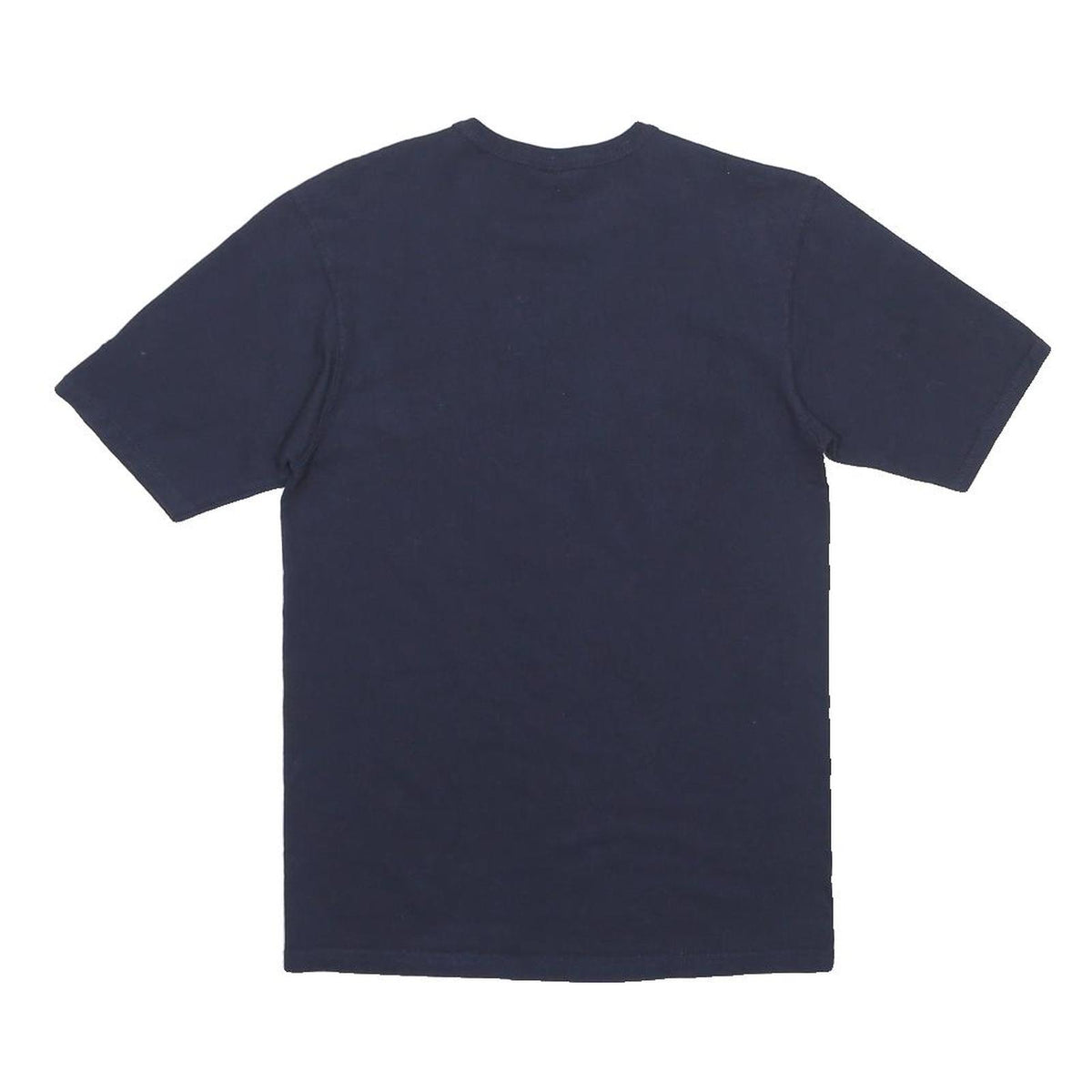 CHAMPION Mens Navy Blue Script Logo T-Shirt S Short Sleeve Crew Neck Cotton